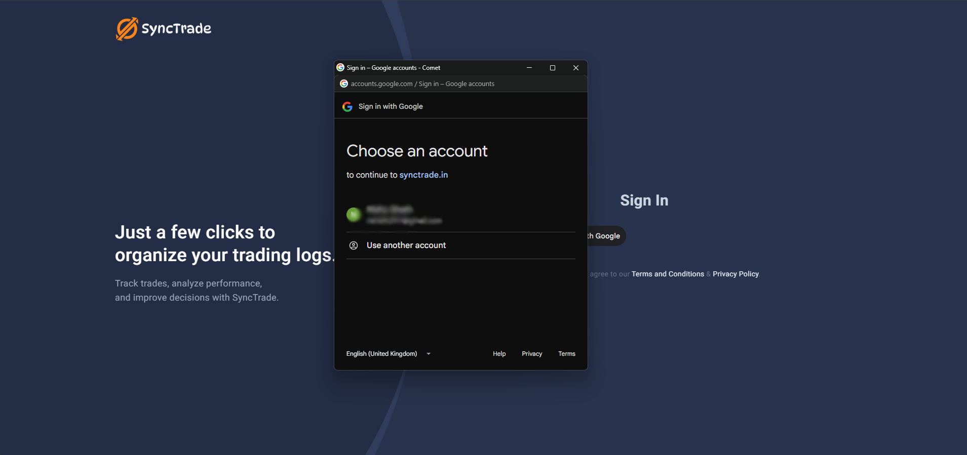 Google account selection or sign-in screen